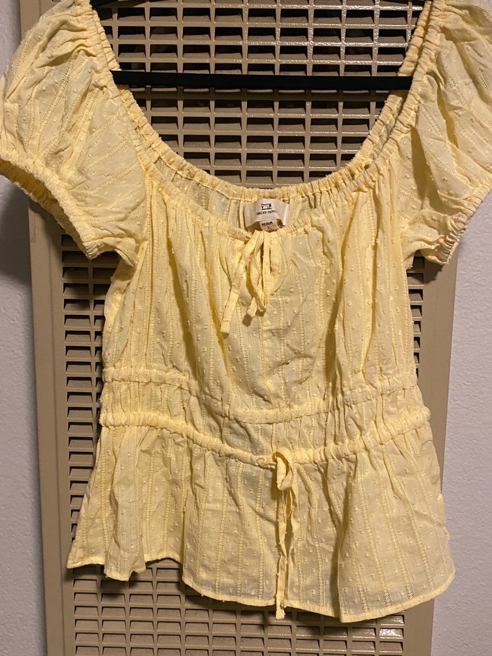 Thread & Supply Soft Yellow Peasant Top